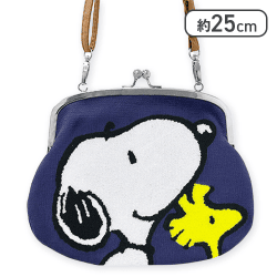 【ネイビー】スヌーピー　サガラ刺繍がま口ポーチ3