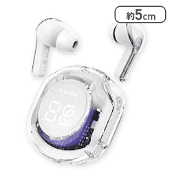 【ホワイト】ライティングTWSクリアイヤフォン
