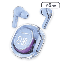 【ブルー】ライティングTWSクリアイヤフォン