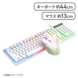 【ホワイト】サイバースタイルゲーミングキーボード（マウスセット）