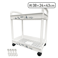 【アイボリー】スヌーピー　キャスター付2段ワゴン