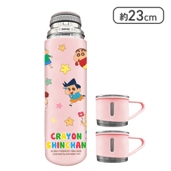 【ピンク】クレヨンしんちゃん　ステンレスボトル＋2Pカップ2