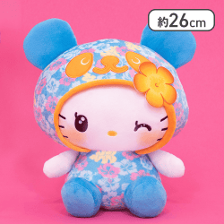 【ブルー】パンダ ハローキティ ハイビスカスBIGぬいぐるみ
