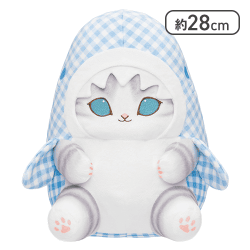 【ブルー】mofusand ギンガムチェックサメにゃんBIGぬいぐるみ
