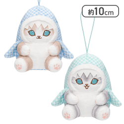 【ブルー＆グリーン】mofusand ギンガムチェックサメにゃんマスコット