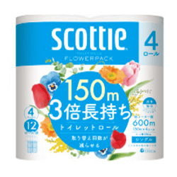 スコッティ フラワーパック ３倍長持ち ４ロール(シングル)
