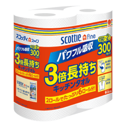 スコッティ ファイン ３倍長持ちキッチンタオル １５０カット２ロール