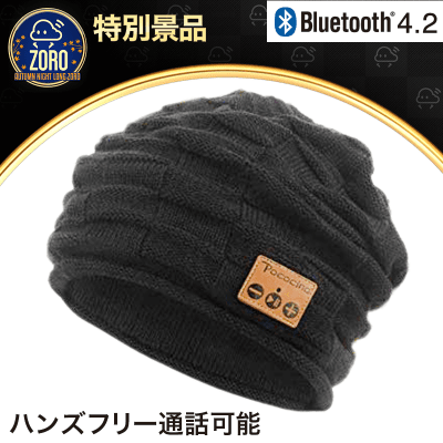 【数量限定】Bluetoothイヤホン付 ニットキャップ ブラックAタイプ