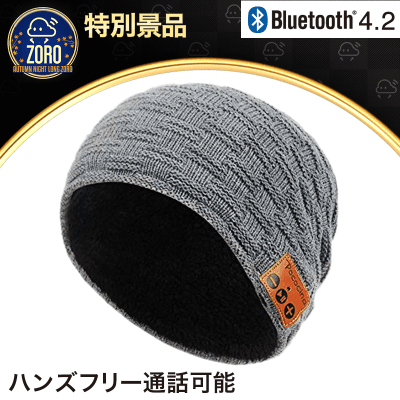 【数量限定】Bluetoothイヤホン付 ニットキャップ グレーBタイプ