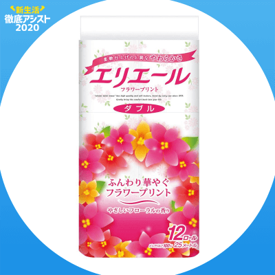 【新生活】エリエール トイレットペーパー フラワープリント 25m×12ロール ダブル パルプ100% 優雅な花の香り