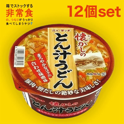 【箱買いストック】ニュータッチ 懐かしのとん汁うどん 12個セット