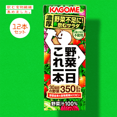 【食物繊維】カゴメ　野菜一日これ一本　紙２００ｍｌ 12本セット