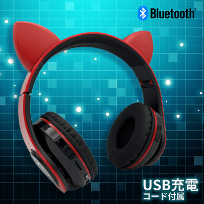 【レッド】モンロー　ねこみみBTヘッドホン