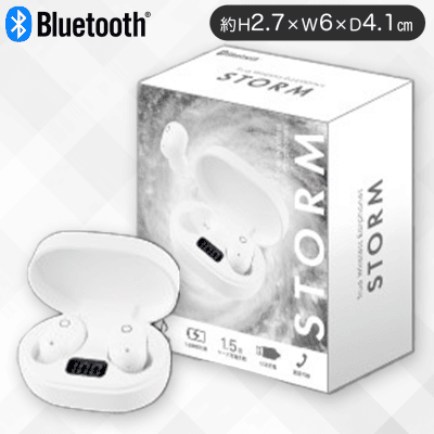 【ホワイト】TWSイヤホン STORM