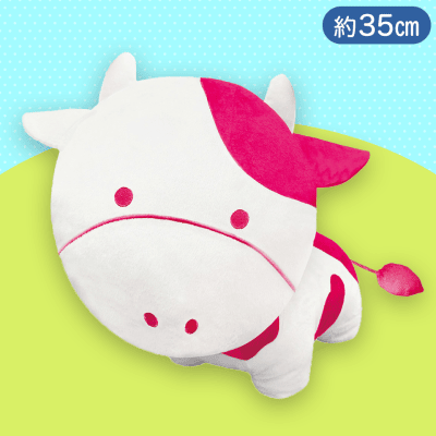 【イチゴ】カラフルな牛さんぬいぐるみ