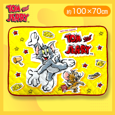 【イエロー】トム＆ジェリー　キルト＆もこもこブランケット
