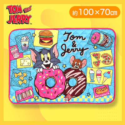 【ブルー】トム＆ジェリー　キルト＆もこもこブランケット