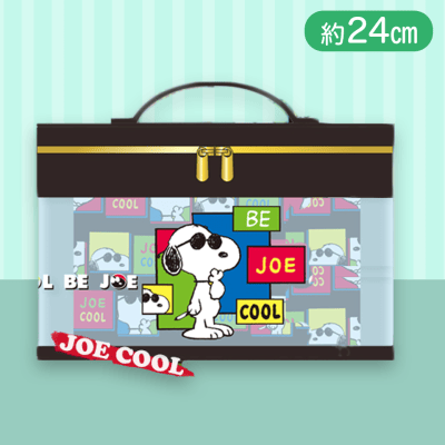 【ブラック】スヌーピーラウンドダブルバニティポーチ 