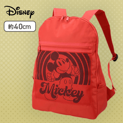 【レッド】ミッキーマウス　プレミアムビッグメッシュポケットリュック