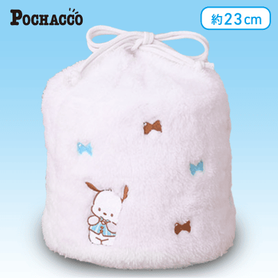 【ホワイト】ポチャッコ　プレミアム巾着バニティポーチ