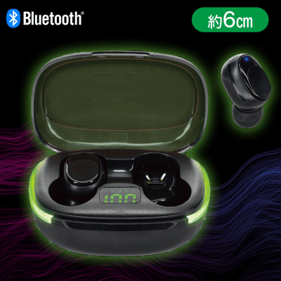 【ブラック】ワイヤレス充電！TWSイヤホンVERTEX（ヴァーテックス）