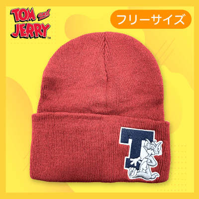 【エンジ】トムとジェリー ニット帽