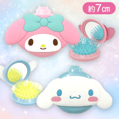 【マイメロ&シナモロール】【2種1セット】サンリオキャラクターズ　ミラー付きブラシ