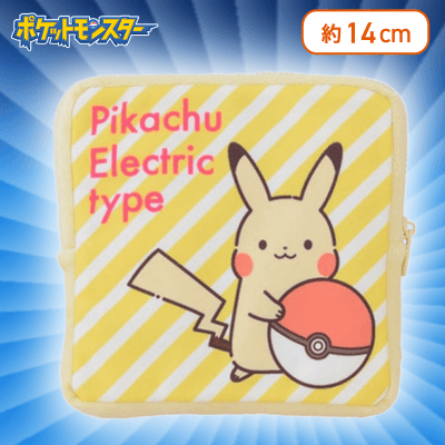 【ストライプ】ポケットモンスター　Pikachuスクエアポーチ