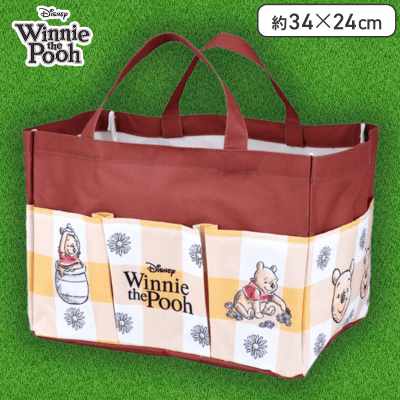 【ブラウン】くまのプーさんプラチナムザッカポケット付収納バッグ