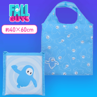 【ブルー】Fall Guys　モアプラスアップリケ刺繍バッグ