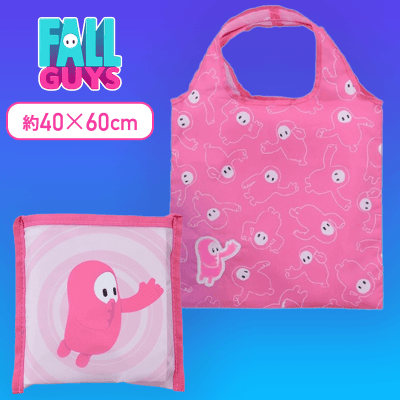 【ピンク】Fall Guys　モアプラスアップリケ刺繍バッグ