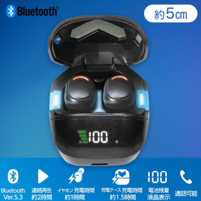 【ブルー】ゲーミングTWSイヤホン FORCE