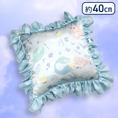 【ブルー】リトルマーメイドサテンクッション