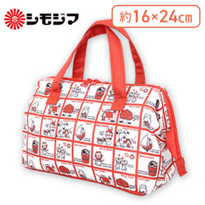 【レッド】シモジマがまぐちランチトートバッグ