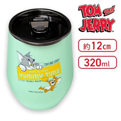【ブルーグリーン】トムとジェリー　フタ付サーモタンブラー