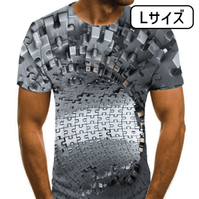 【B柄(L)】トリックTシャツ　二度見する穴