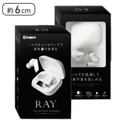 【ホワイト】ノイズキャンセル機能付き　完全ワイヤレスイヤホン　Ray2