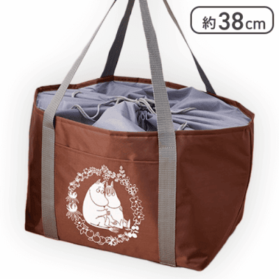 【ブラウン】ムーミン ポケット付き保冷ショッピングバッグ