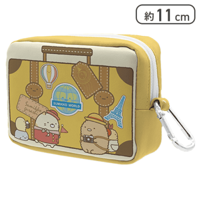 【イエロー】すみっコぐらし たびきぶん カラビナ付きポーチ