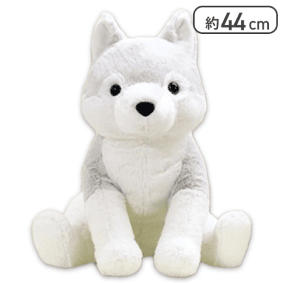 【ライトグレー】くったりオオカミBIG