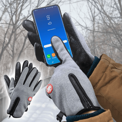 防寒防風グローブ　グレー