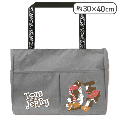 【グレー】トム&ジェリーはっ水トートバッグ