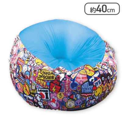 【ブルー】スヌーピー ラウンドクッション