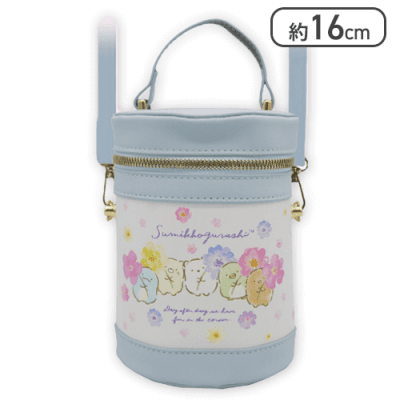 【スカイブルー】すみっコぐらし レザー風ドラムポシェット