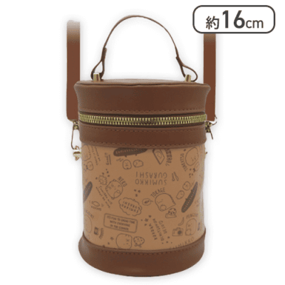 【ブラウン】すみっコぐらし レザー風ドラムポシェット