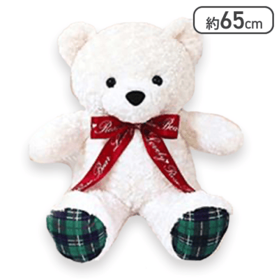 【ホワイト】ラブリーローズベアクラシカルチェックウルトラBIG