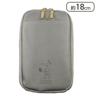 【グレー】スヌーピー ウォレットショルダーポーチ