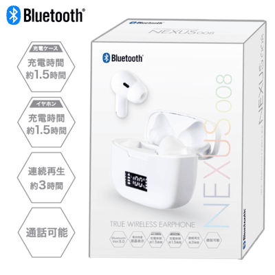 【ホワイト】ＴＷＳイヤホン ＮＥＸＵＳ００８