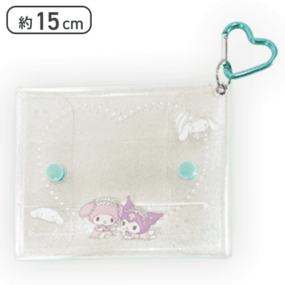 【マイメロ&クロミ&シナモ(ヘッドドレス)】サンリオキャラクターズ 推しごとダイアリーカラビナ付きクリアポーチ