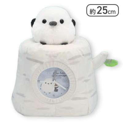 【白樺】ふくふくシマエナガ ちょこんとぬいぐるみ時計2